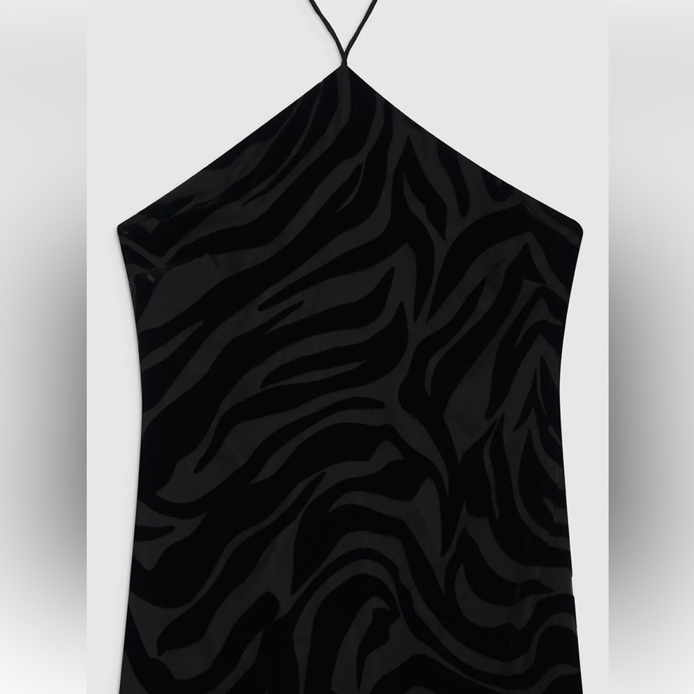 Anine Bing Leanne black maxi dress zebra burnout velvet texture size L NWT - Picture 10 of 11